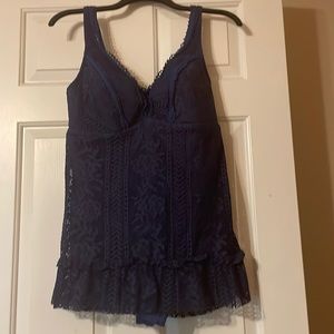 2X navy lace overlay BECCA one piece swimsuit